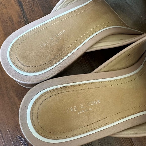 RAG & BONE Luis Lambskin Leather Mules with Grommets in Nude Pink - Picture 11 of 13